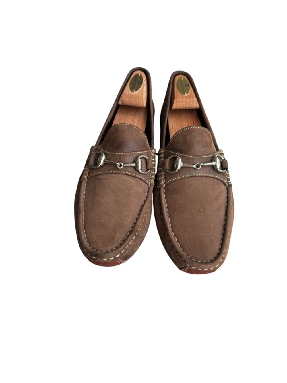 GUCCI Horsebit Driver Shoes Brown Suede Loafers - Picture 4 of 15